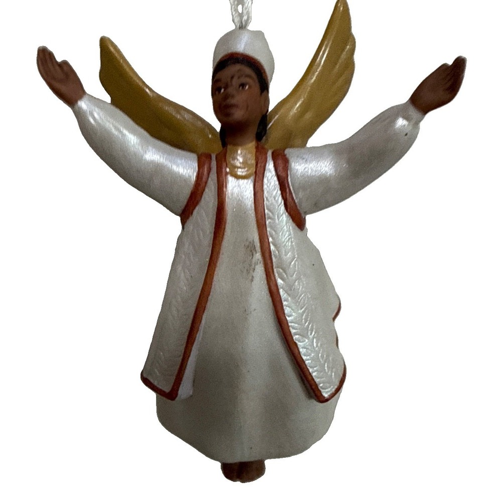 Vintage 2001 Hallmark Keepsake Graceful Black Angel Bell Porcelain Ornament